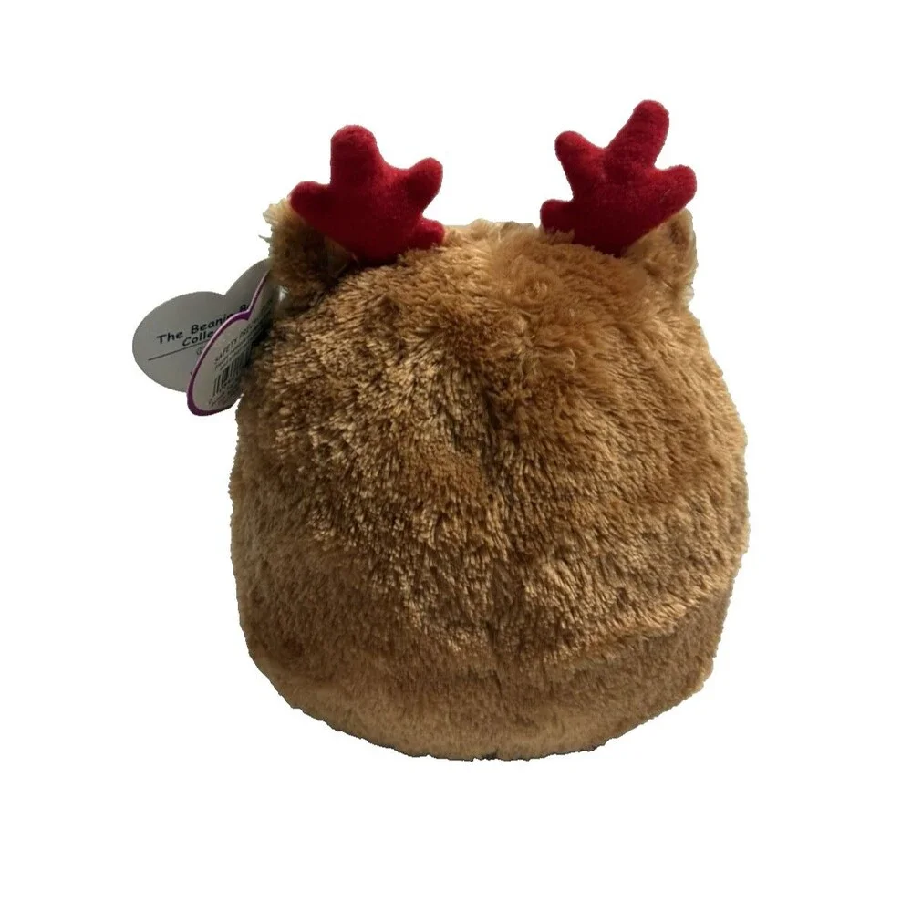 Ty Beanie Ballz Hoofer Reindeer Round Plush Christmas 6 Inch Stuffed Animal New